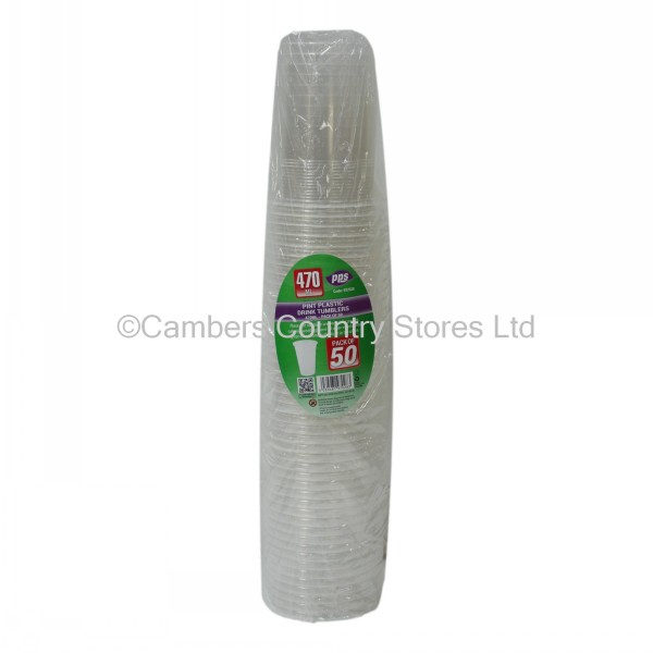 PPS Plastic Drink Glasses 470ml 50 Pack Cambers Country Store